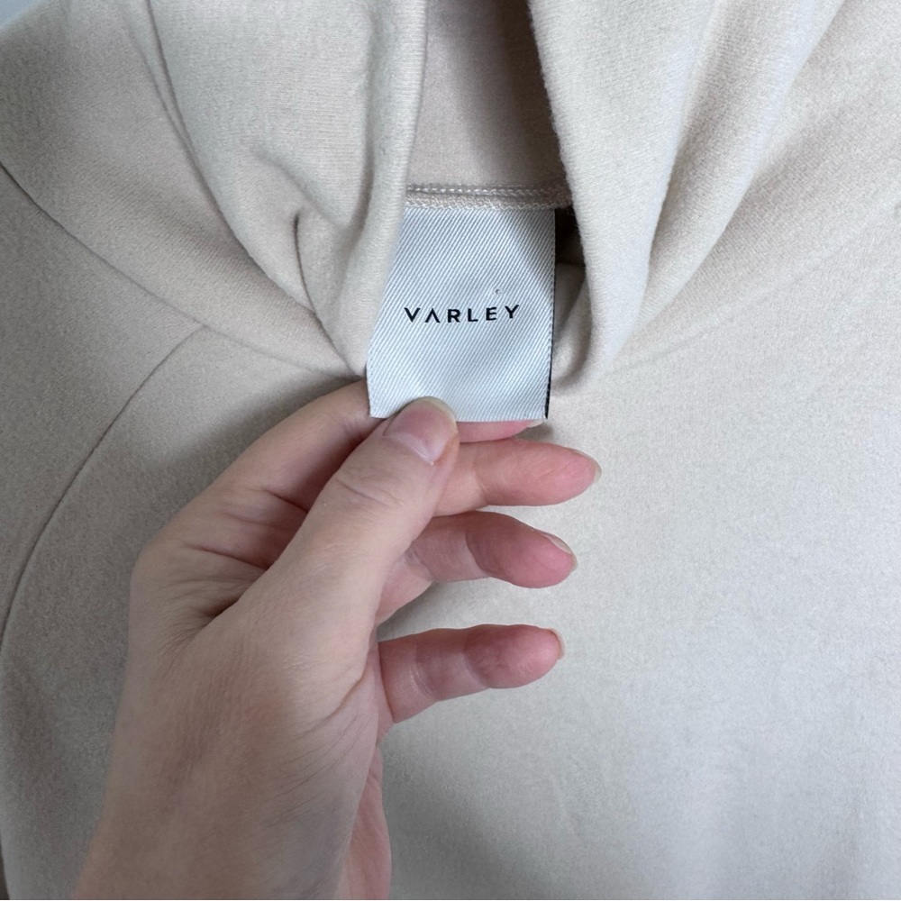 Varley Portland High Neck Midlayer Restore Jersey Pullover Cream Drawstring XS - Picture 14 of 15